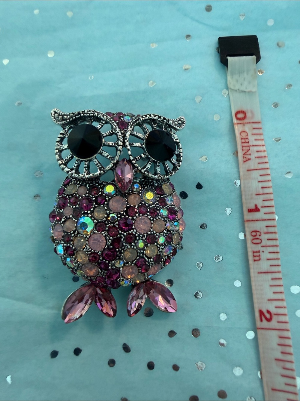 Sparkling Pink Purple Owl Brooch - Picture 2 of 4
